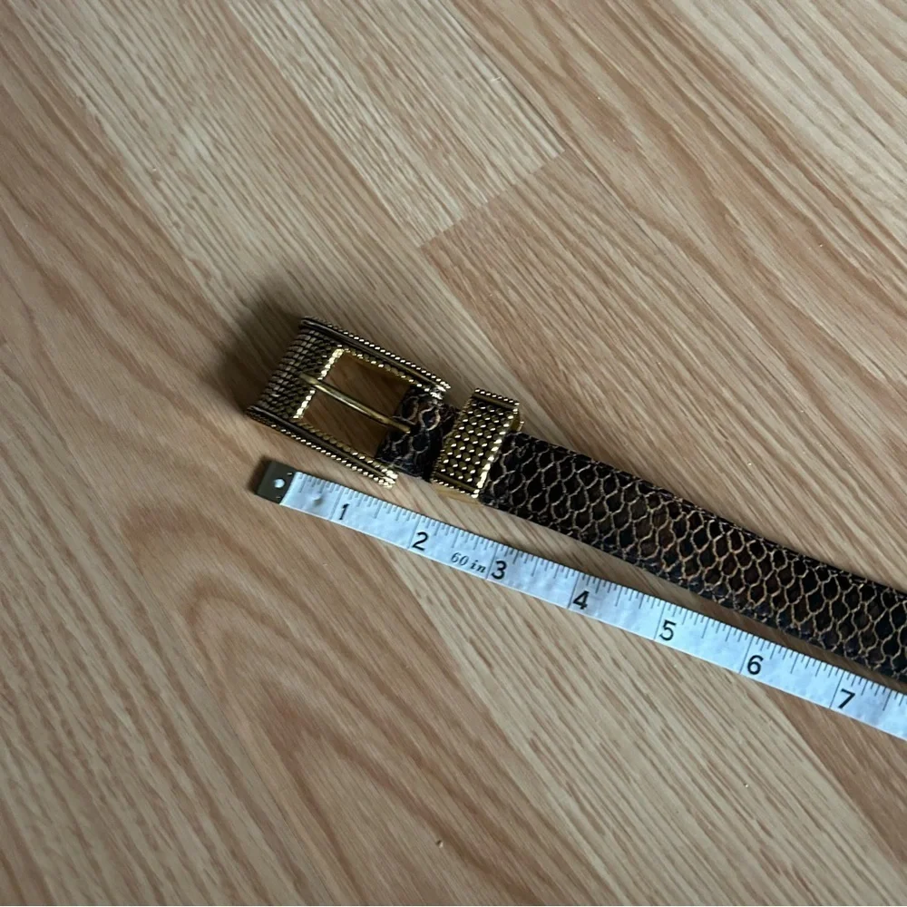 Elite Accessories Gold Buckle Snake Embossed Belt Medium